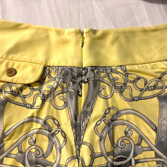 Women’s J. McLaughlin Yellow & Gray Chain Print Side Zipper Skirt Size 6 - Picture 7 of 9